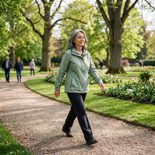 Walking through a park in the afternoon